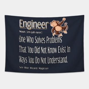 Funny Engineer Definition Awesome Engineering Gift For Monkey Lovers Tapestry