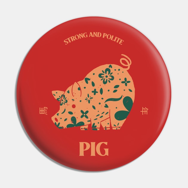 Year of The Pig - Chinese Zodiac Pin by Tip Top Tee's