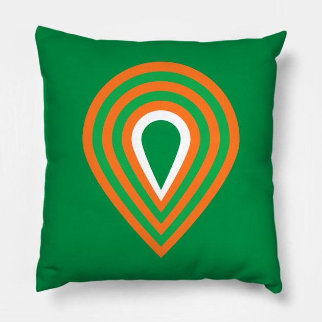 retro sixties inspired fan pattern in green and orange Pillow by VrijFormaat