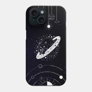 Space and Cat Design Phone Case