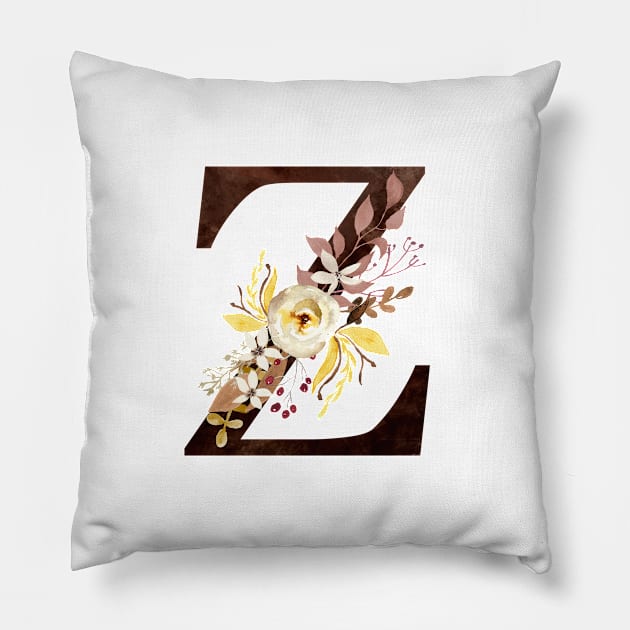 Floral Monogram Z Lovely Autumn Foliage Pillow by floralmonogram