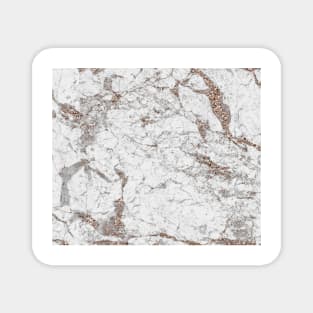 White frost - rose gold marble Magnet