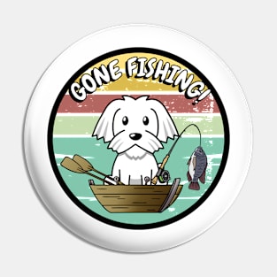 Cute white dog has gone fishing Pin