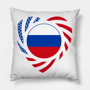 Russian American Multinational Patriot Flag (Heart) Pillow