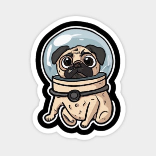 Astronaut Pug Dog Lover Puppy Retro Magnet