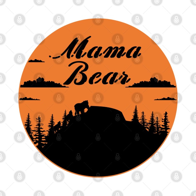 Mama Bear Two Cubs Walking in Mountains by CareTees