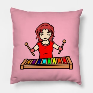 Cute girl xylophone Pillow