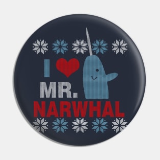 I Love Mr. Narwhal Ugly Elf Christmas Sweater Pin