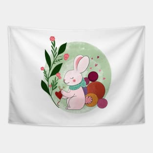 Bunny knitting heart Tapestry