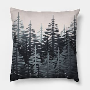 Pine Forest - Black & Grey Pillow