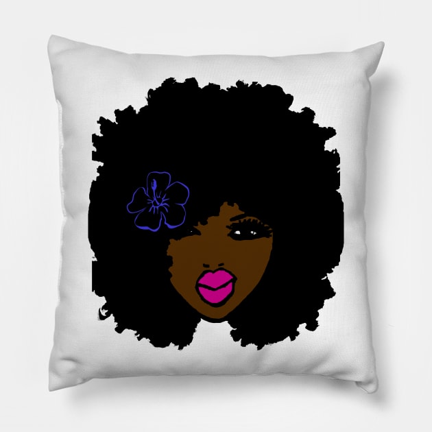 BrownSkin Curly Afro Natural Hair💋💋 PinkLips TShirt Pillow by EllenDaisyShop