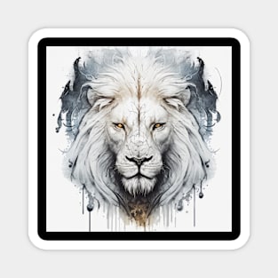 Lion Portrait Animal Painting Wildlife Outdoors Adventure Magnet