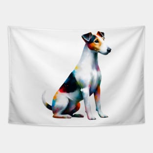 Colorful Smooth Fox Terrier in Artistic Splash Style Tapestry