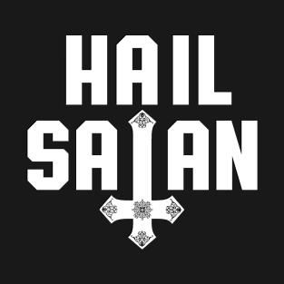 Hail Satan | White on Black | Satanic T-Shirt