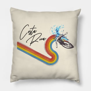 Retro 70s/80s Style Rainbow Surfing Wave Costa Rica Pillow