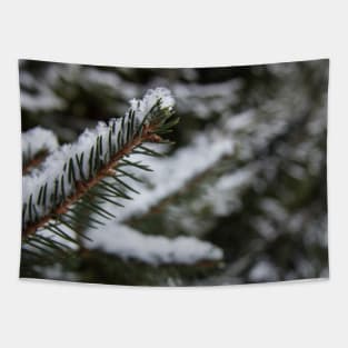 Green Snowy Fir Tree Tapestry