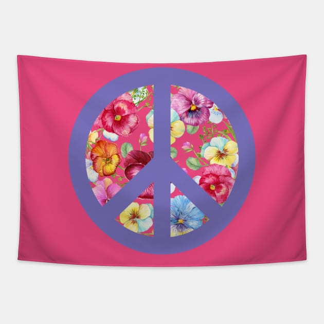 Flower Peace Sign Tapestry by AwkwardTurtle