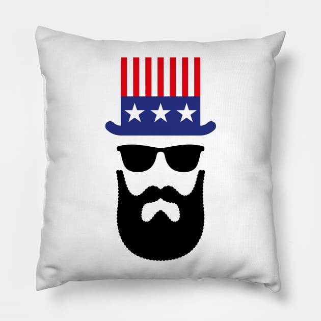 American Hipster (Beard / Bearded) Pillow by MrFaulbaum