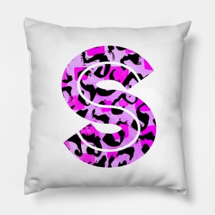 Abstract Letter S Watercolour Leopard Print Alphabet Pillow