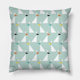 Seagulls and Sails on Eau de Nil Pillow