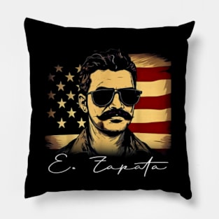 Mexican Revolution Hero US Flag Pillow