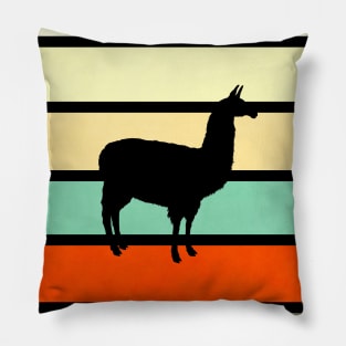 Retro Vintage Style Sun Set Llama Silhouette Pillow