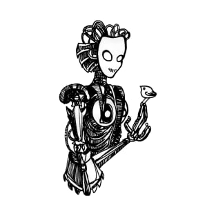 Fembot with a Feathered Friend T-Shirt