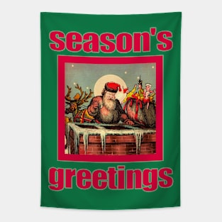 Season's Greetings Santa's Chimney Tapestry