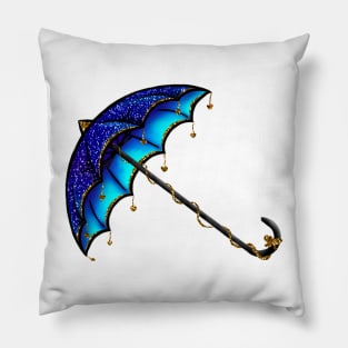 Glittery Blue Umbrella Pillow