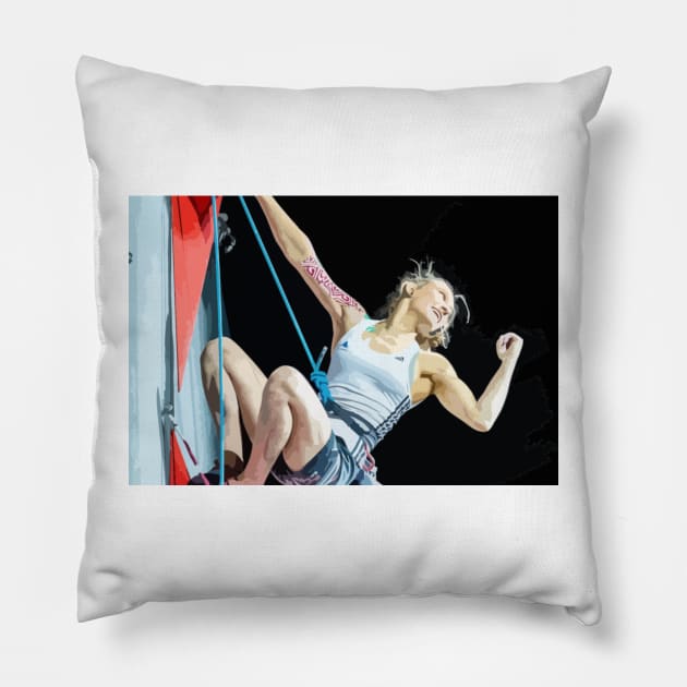 Janja Garnbret Painting Pillow by gktb