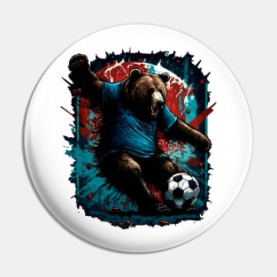 Grizzly Bear Sports Player Soccer Futball Football - Graphiti Art Graphic Trendy Holiday Gift Pin