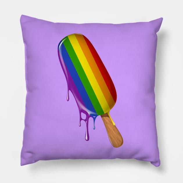 LGBT Shirt Support, Ice Cream Rainbow Flag Lesbian Gay Pride Pillow by Happy Lime