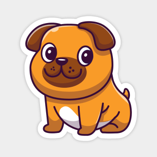 Cute Dog Sitting Cartoon Magnet