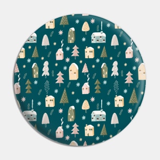 Scandinavian Christmas Village Pattern Pin