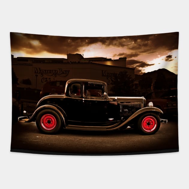 1932 black ford 5 window deuce coupe Tapestry by CoolCarVideos