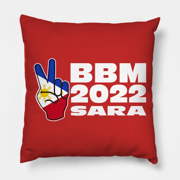 Red BBM 2022 Bongbong Marcos Sara Philippines Flag Pillow by Jas-Kei Designs