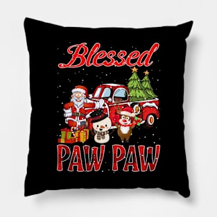 Blessed Paw Paw Red Plaid Christmas Pillow