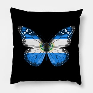 Salvadoran Flag  Butterfly - Gift for Salvadoran From El Salvador Pillow