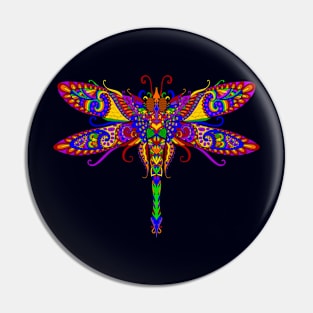 Rainbow Dragonfly Art Pin