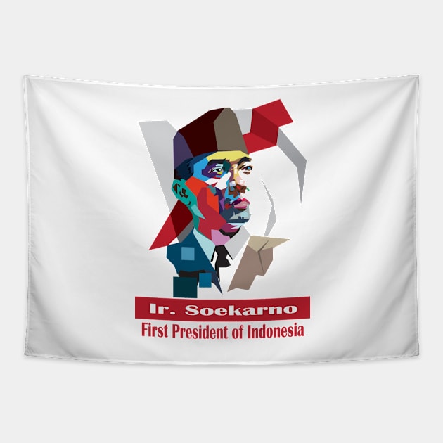 First President of Indonesia Tapestry by arashbeathew