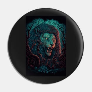 Lion Roaring Through The Woods Pin