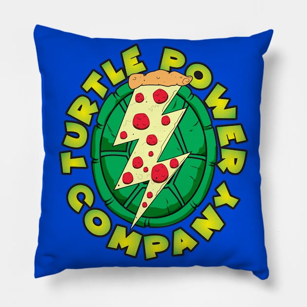 Turtle Power Company Pillow by DeepDiveThreads