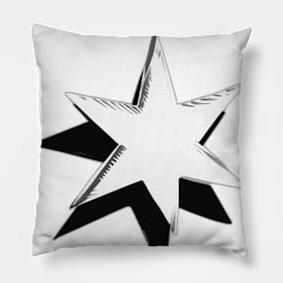 Shimmering Silver Star on Black Background No. 507 Pillow