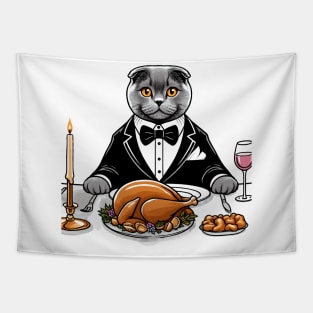 British Shorthair Cat Thanksgiving Tapestry