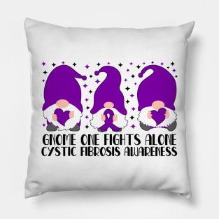 Gnome One Fights Alone Cystic Fibrosis Awareness Pillow