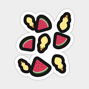 ducks and watermelon cute stickers Magnet