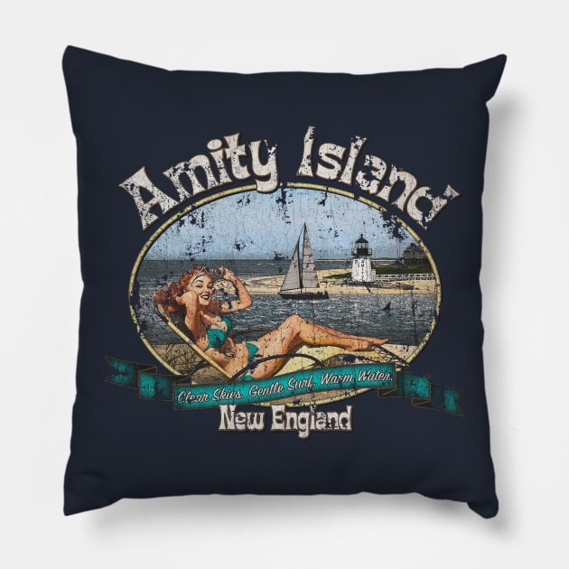 Amity Island - Vintage Pillow by JCD666