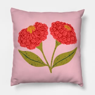 Pretty Pink Zinnia Flowers Pillow