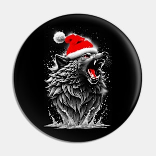 Santa Wolf Pin