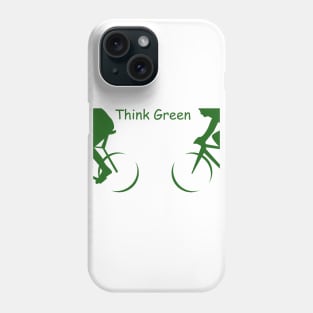 Illustration of 2 Cyclists in Green and the Words : "Think Green" Phone Case